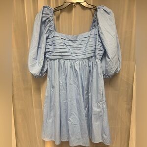 Abercrombie & Fitch Emerson Puff Sleeve Sky Blue Smocked Dress